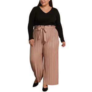Bloom Seasons Pleated Wide-Leg Pants with Belt | 3X